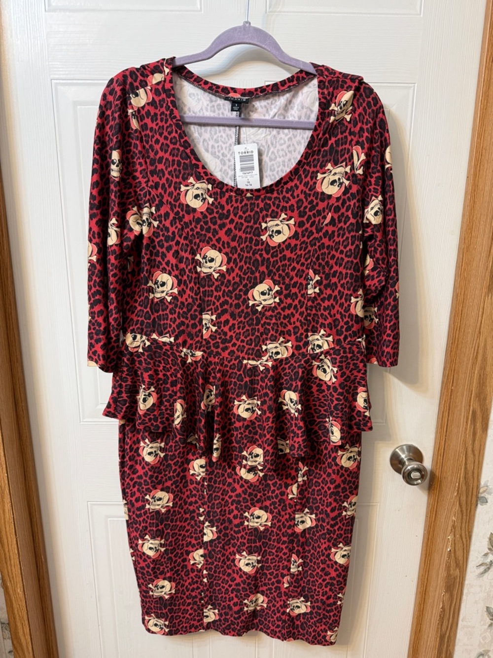 torrid Red Leopard Midi Dress with Cream Skull Print